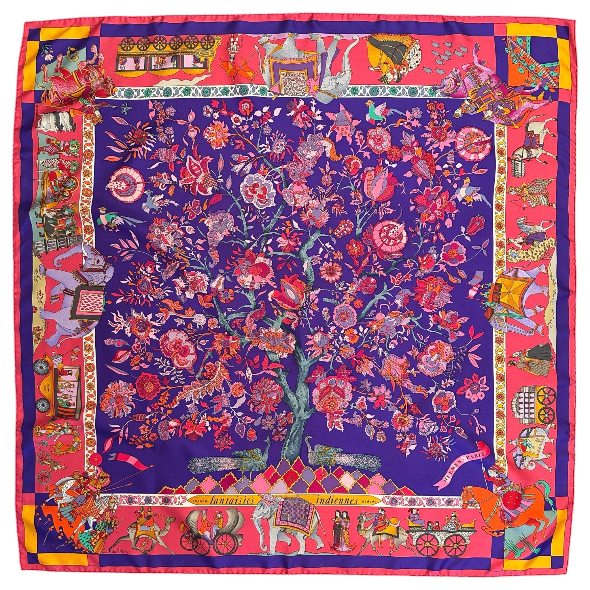 carre hermes fantaisies indiennes dessin de loic dubigeon
