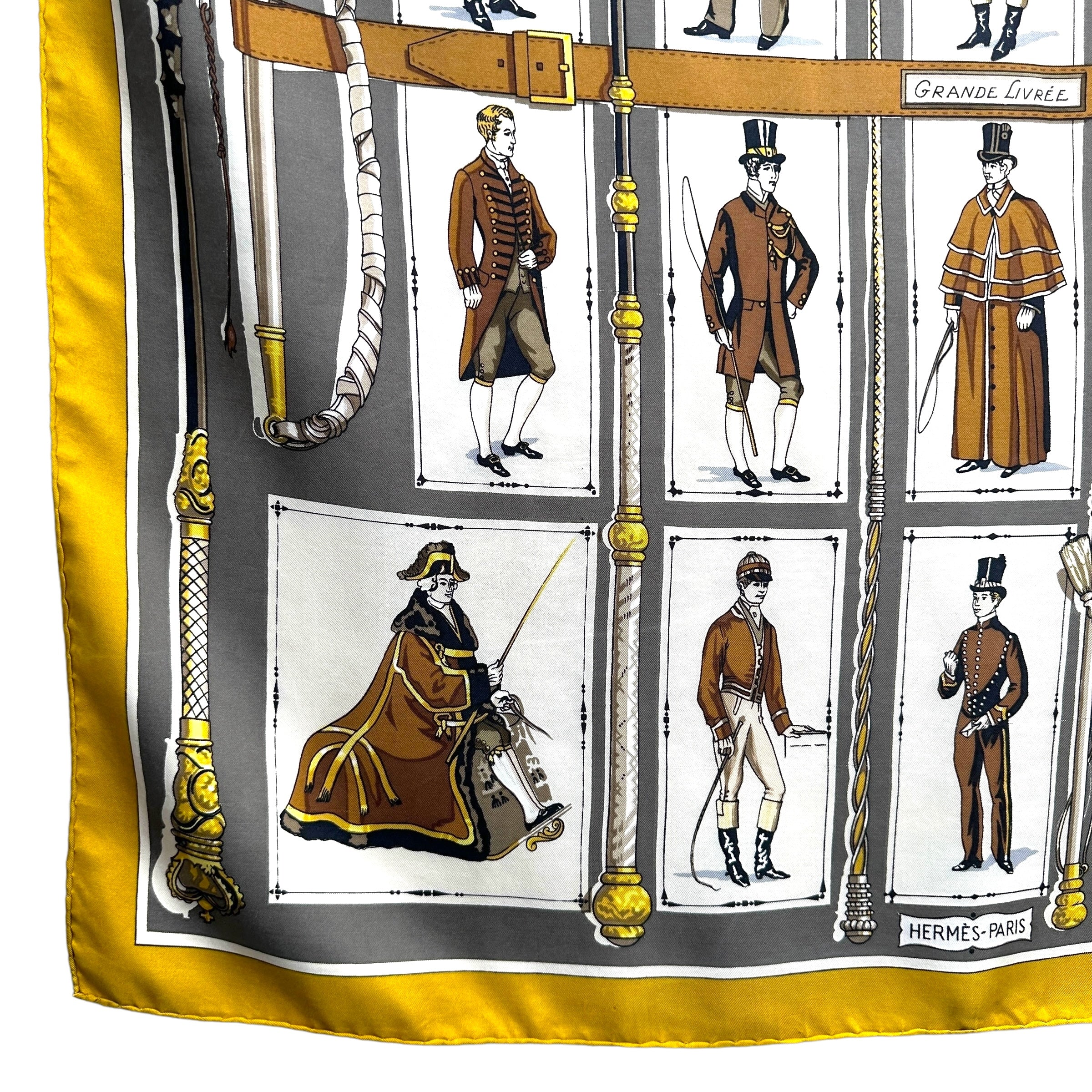 foulard-carre-hermes-grande-livree-par-marie-francoise-heron-en-tres-bon-etat
