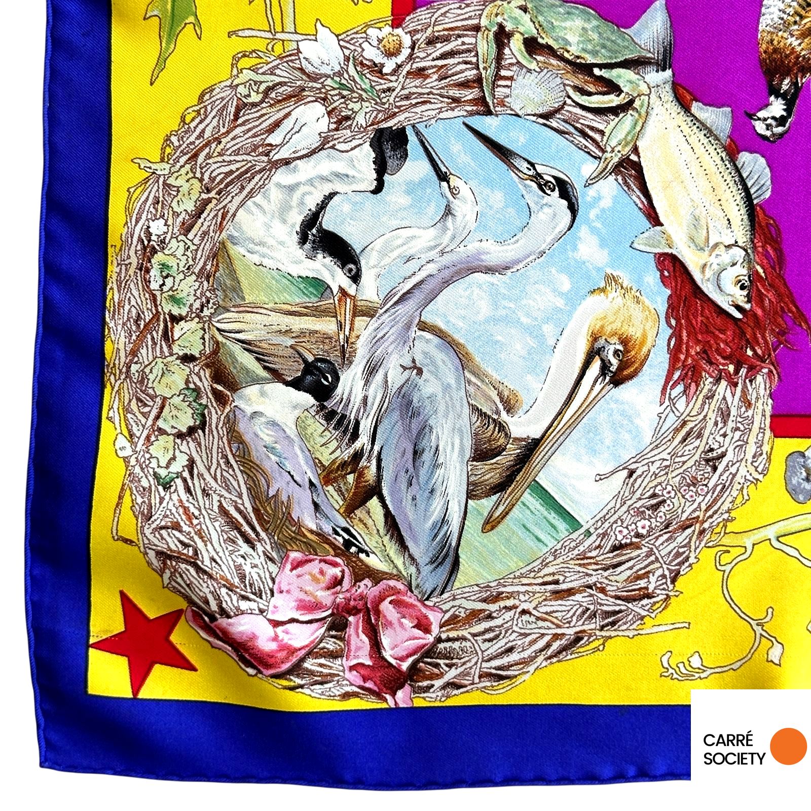 zoom sur le roulotté du foulard Faune et Flore du Texas