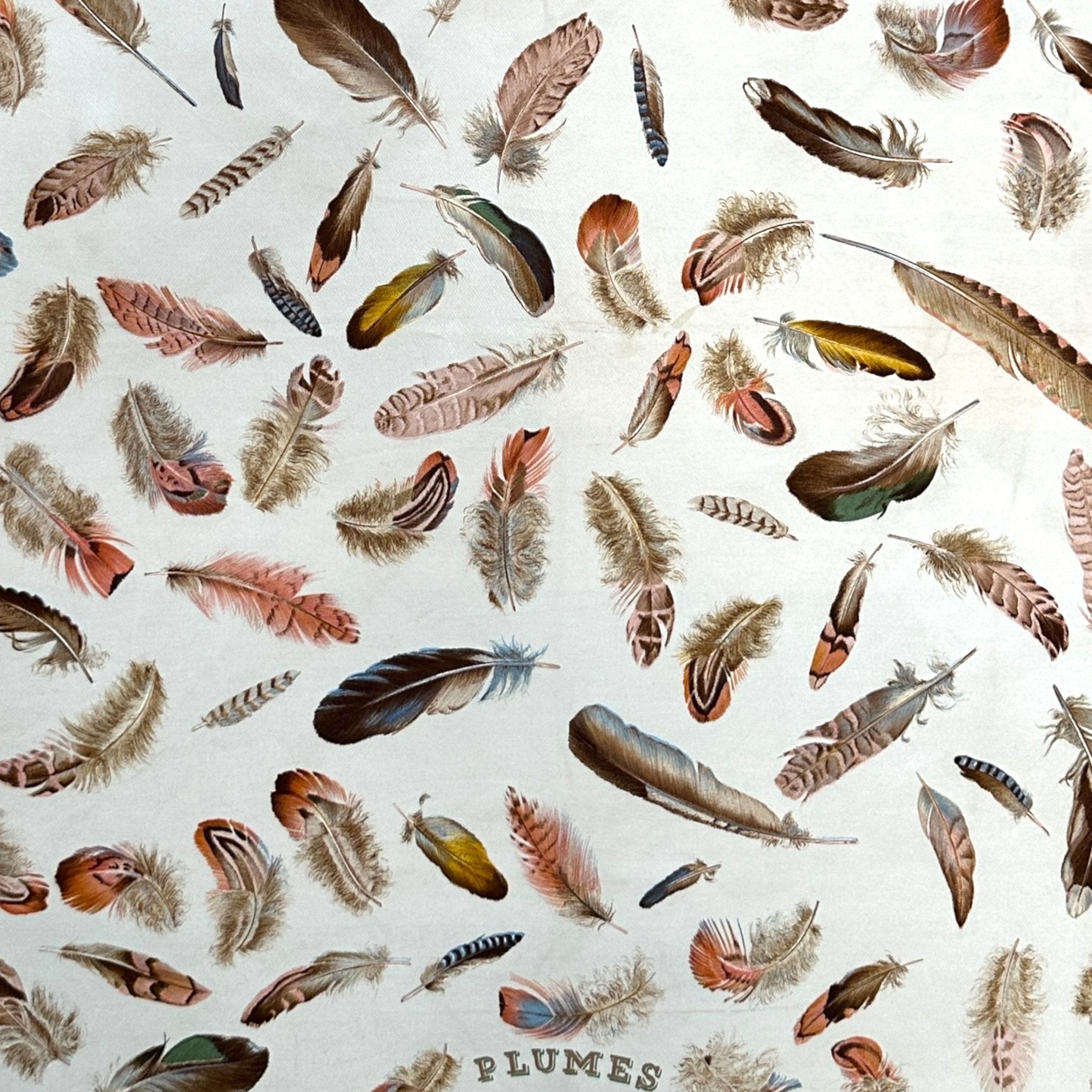 dessin de plumes foulard carre hermes rose