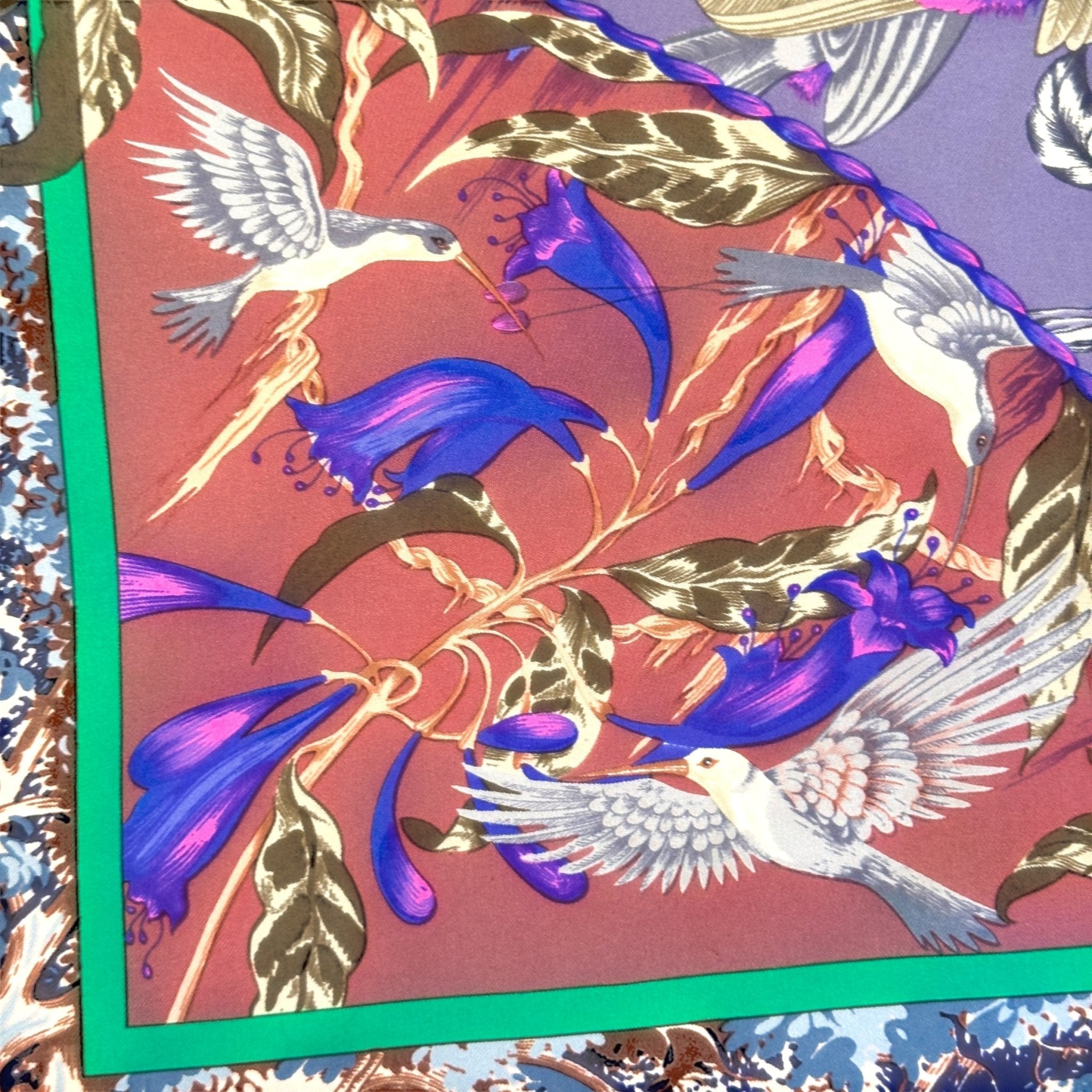 carre hermes tropiques colibris gris