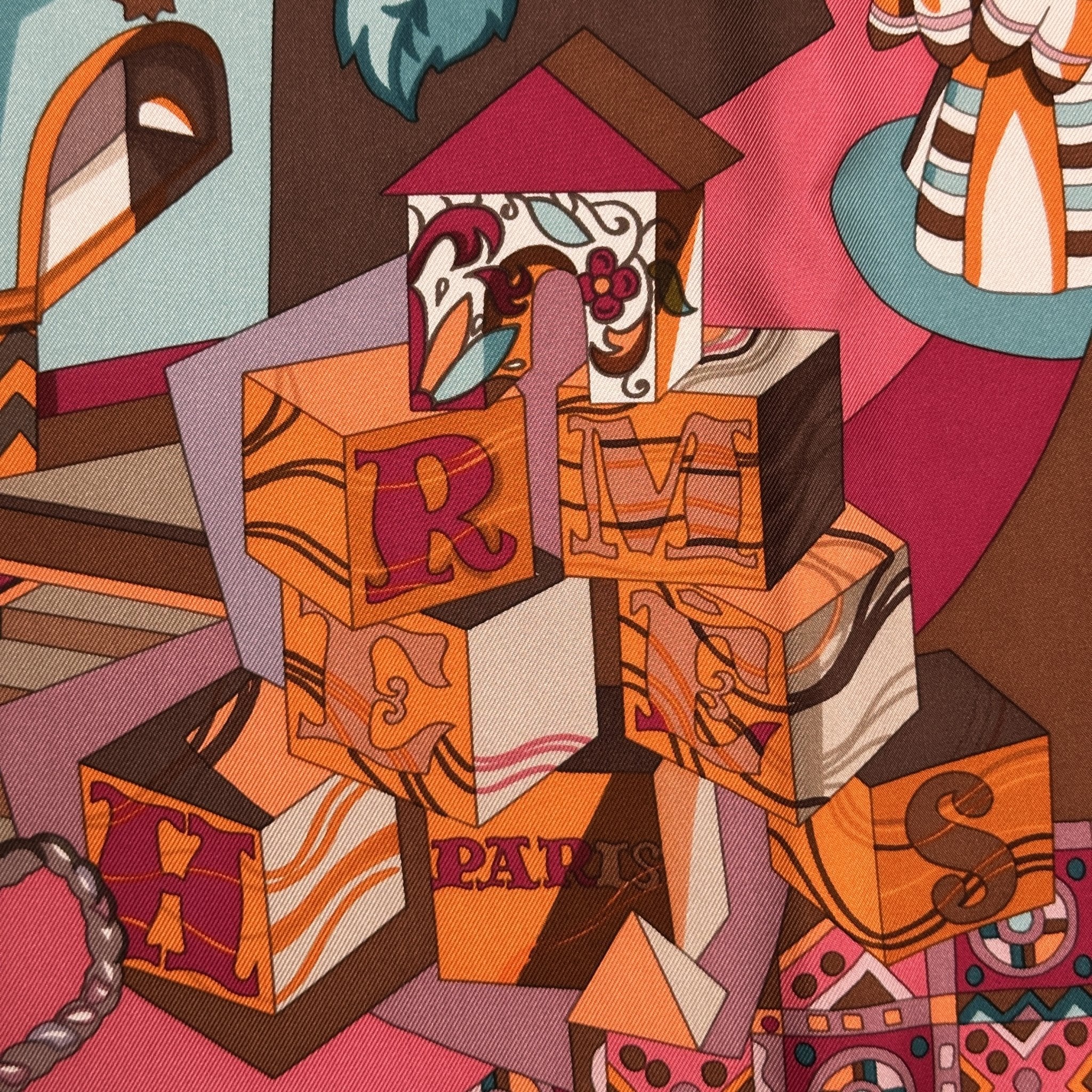 foulard hermes zabavushka detail marron et orange