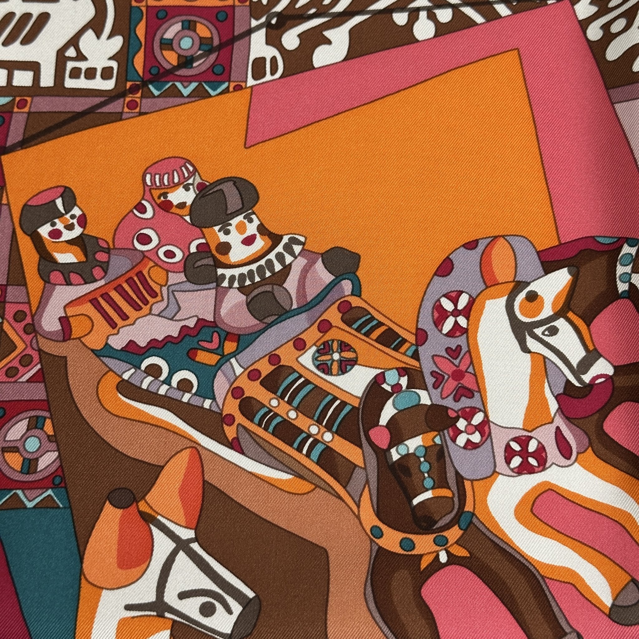 foulard hermes zabavushka detail du dessin jouet d'enfant