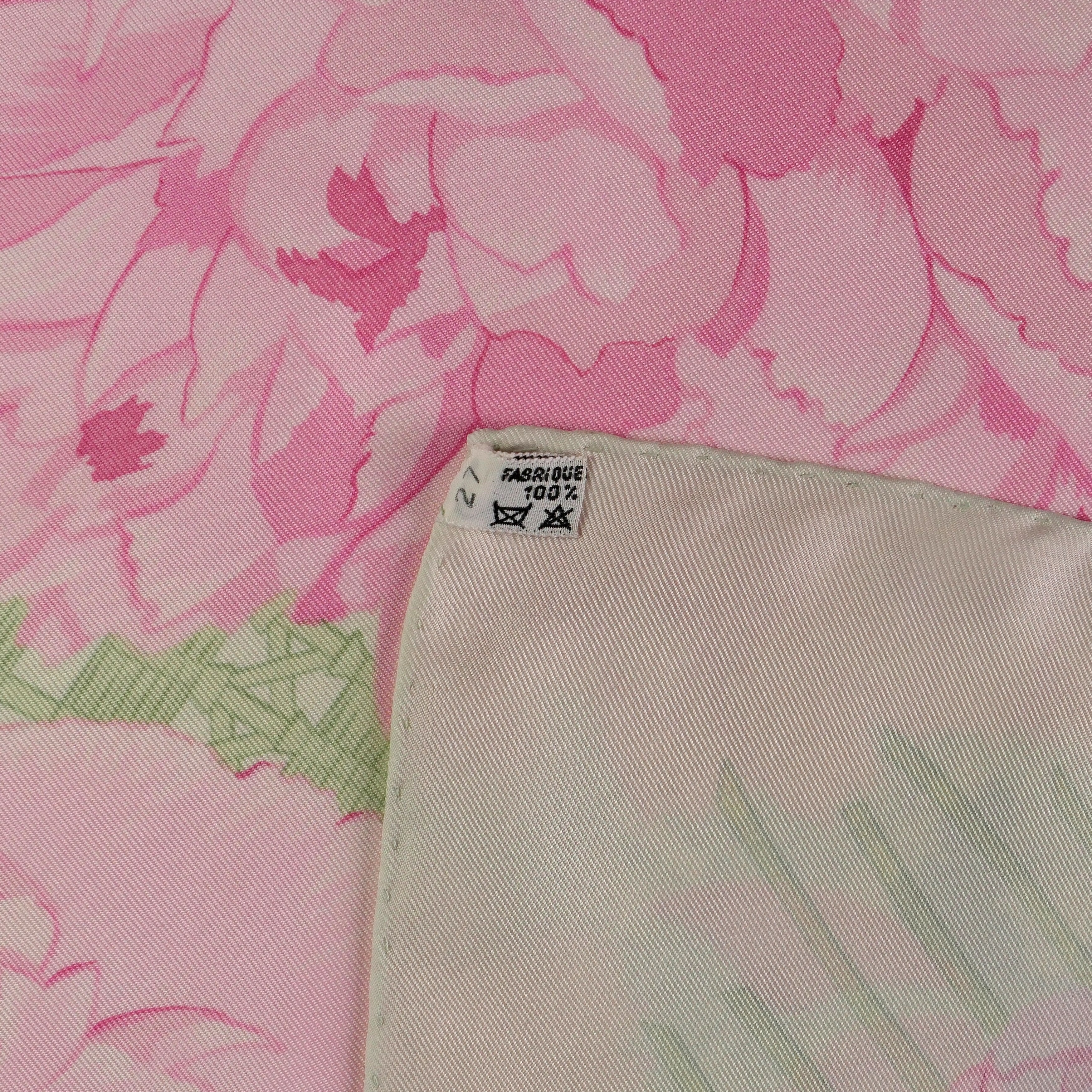 Carré Hermès Les Pivoines 90 cm soie, étiquette de composition