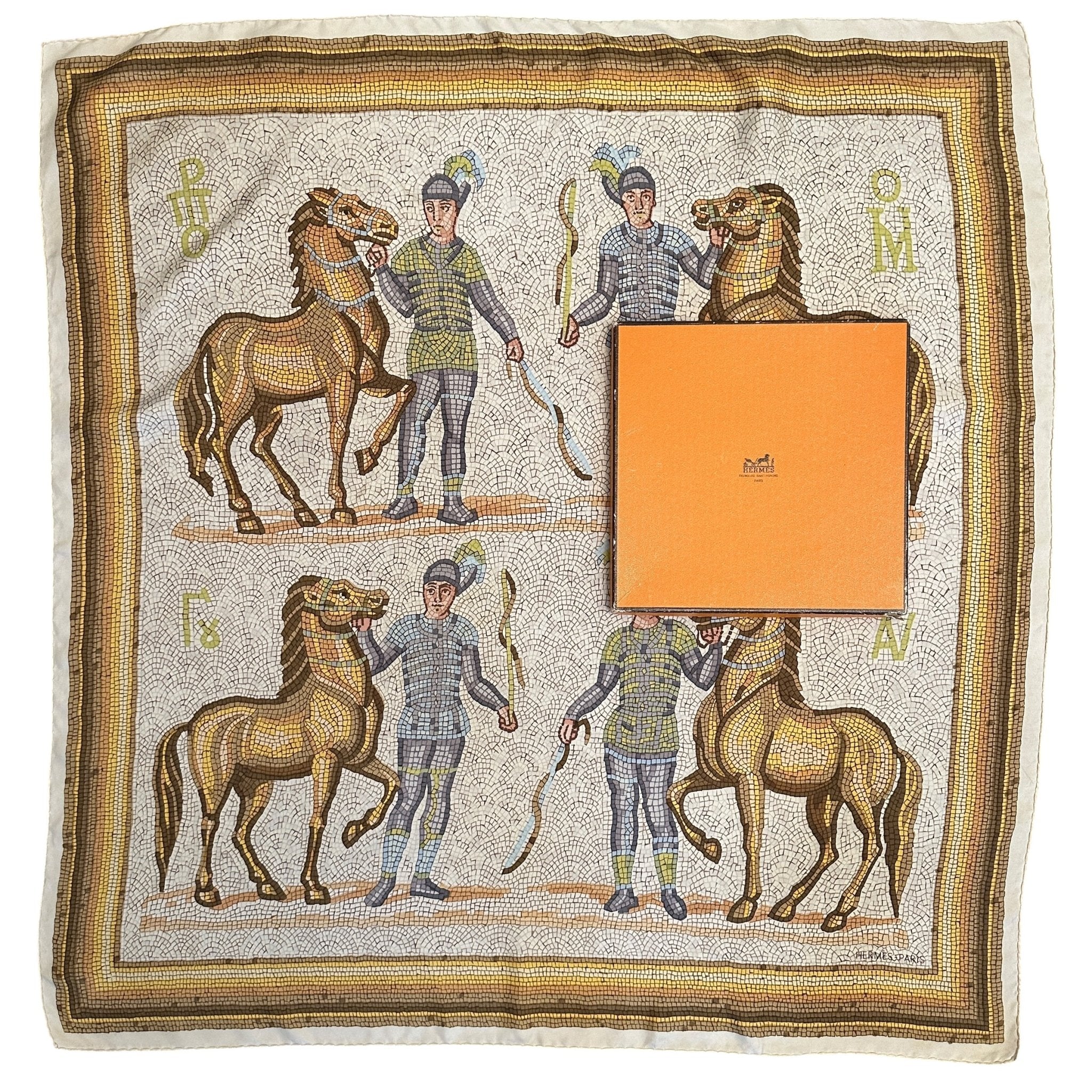 foulard carre hermes mosaique dessin de mosaique ancienne représentant quatre auriges