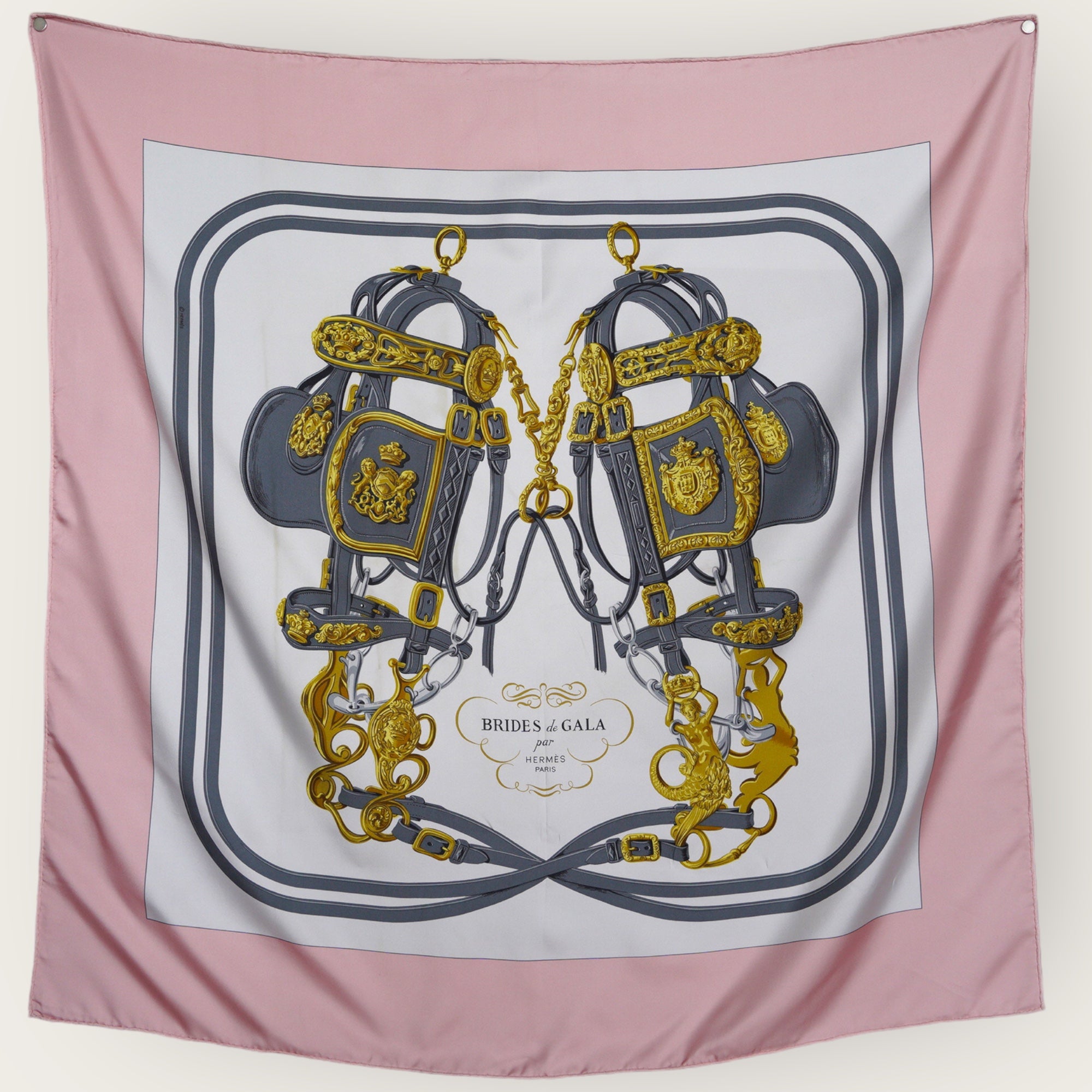 Brides de gala - FOULARD HERMES 90CM - Rose - Carré Society