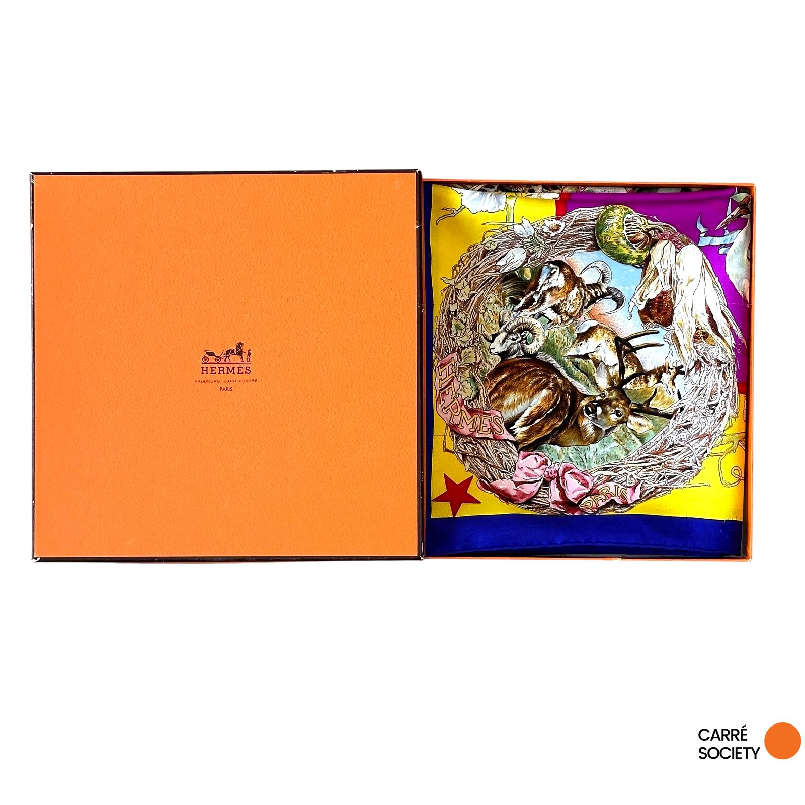Foulard Hermès Faune et Flore du Texas dans sa boîte